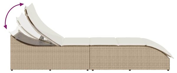 VidaXL összecsukható napozóágy párnával és tárolóval bézs polyrattan
