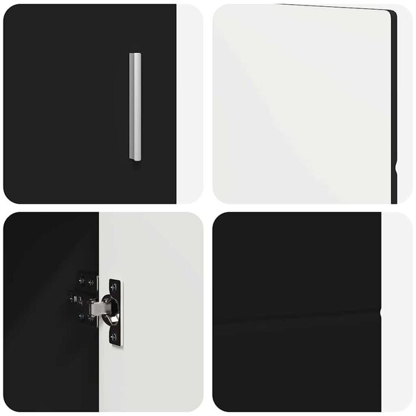 Széf polcokkal tárolóval Fekete 88,5 x 30,5 x 55,5 cm Faanyag