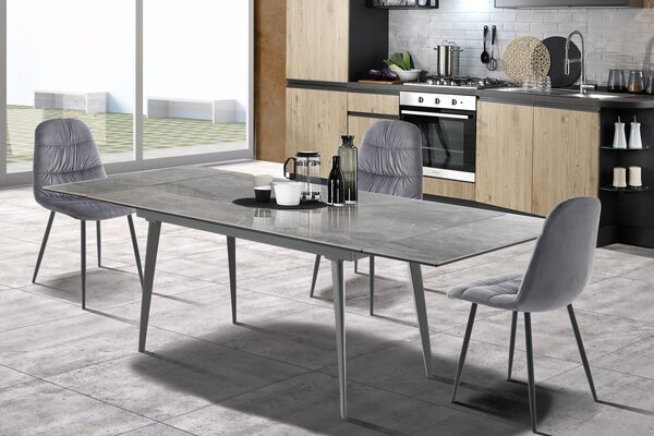 MOMO design bővíthető étkezőasztal - kerámia- 140-200cm - szürke márvány