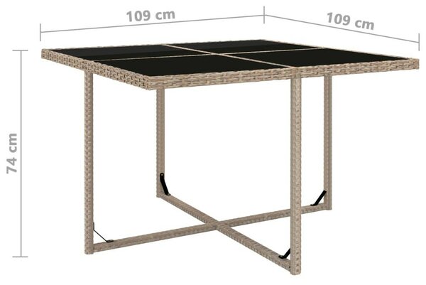 9 részes bézs polyrattan kültéri étkezőszett párnákkal