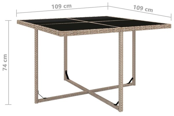 9 részes bézs polyrattan kültéri étkezőszett párnákkal