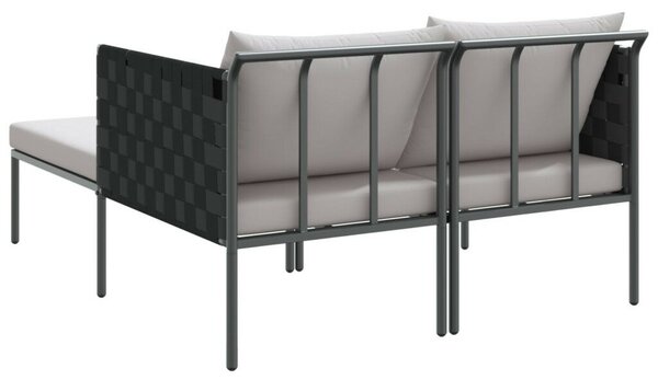VidaXL Két személyes napozóágy párnákkal, antracit 115x153x69,5 cm acél