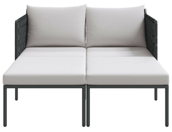 VidaXL Két személyes napozóágy párnákkal, antracit 115x153x69,5 cm acél