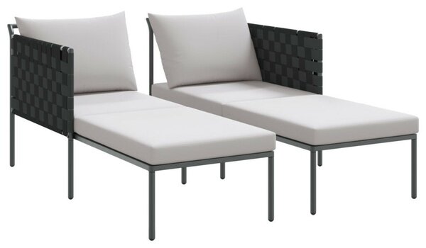 VidaXL Két személyes napozóágy párnákkal, antracit 115x153x69,5 cm acél