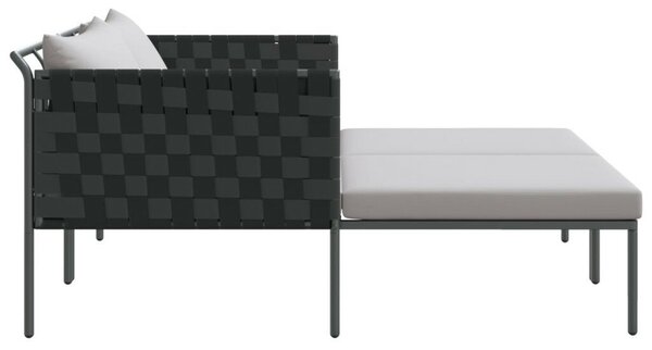 VidaXL Két személyes napozóágy párnákkal, antracit 115x153x69,5 cm acél