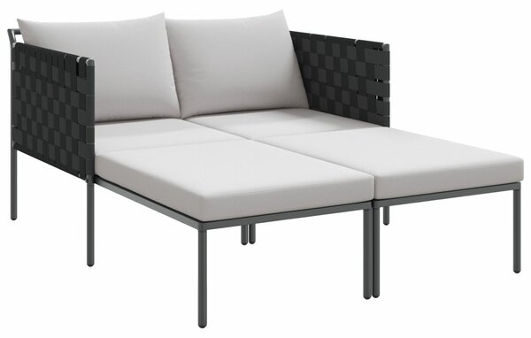 VidaXL Két személyes napozóágy párnákkal, antracit 115x153x69,5 cm acél