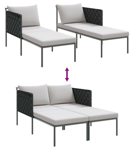 VidaXL Két személyes napozóágy párnákkal, antracit 115x153x69,5 cm acél