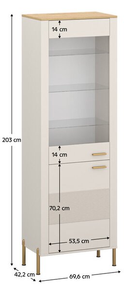 Vitrin, kasmír/kő tölgy, RUNOL 1D1W