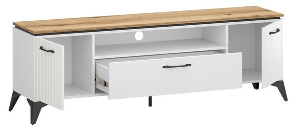 TV szekrény, fehér/evoke tölgy, VELIS 2D1S/170