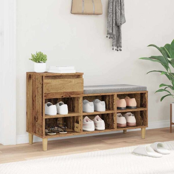 Cipőszekrény fiókkal tárolóval Öreg fa 102 x 36 x 60 cm Faanyag