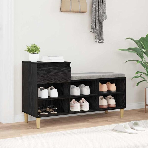 Cipőszekrény fiókkal Fekete tölgy 102 x 36 x 60 cm Faanyag