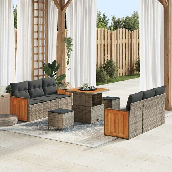 VidaXL Kerti Kanapé Szett párnával 11 pcs Szürke polirattan