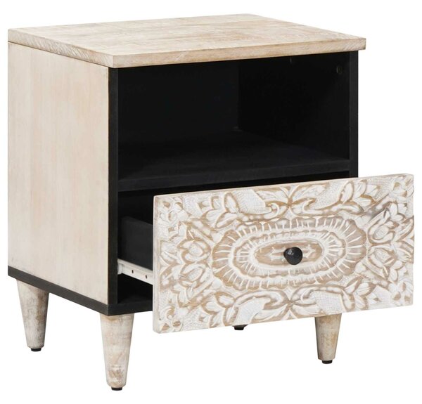VidaXL Ágytároló szekrény 2 pcs Fehér 40 x 33 x 46 cm Tömör Mangófát