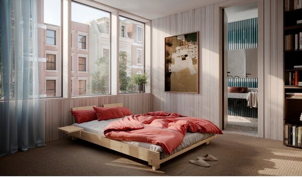 Natúr színű borovi fenyő franciaágy ágyráccsal 180x200 cm Social Bed – Karup Design