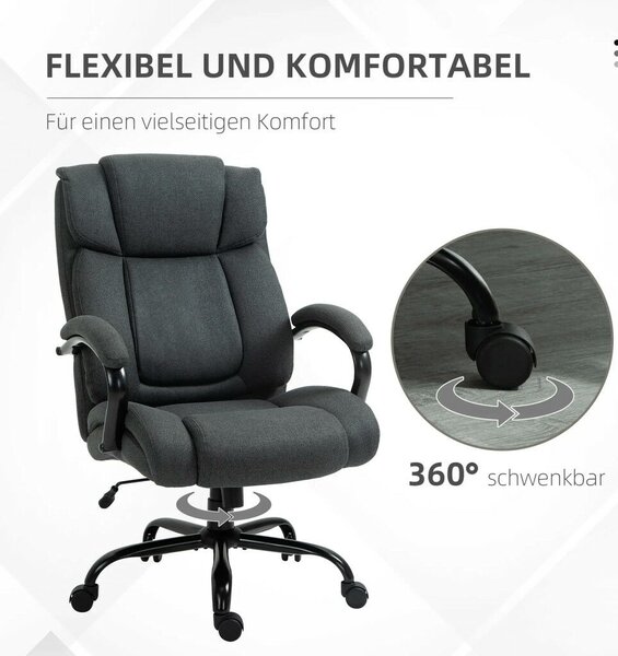 Vinsetto Főnöki irodai szék, forgószék párnázott karfákkal, teherbírás akár 220 kg, szövet, szürke