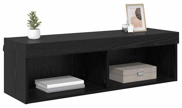 TV Fali Szekrény 100 x 30 x 30 cm Fekete tölgy Szerelt Fa