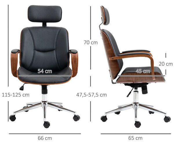 Vinsetto Főnöki irodai szék, ergonomikus magas háttámlával, otthoni irodába, műbőr fekete