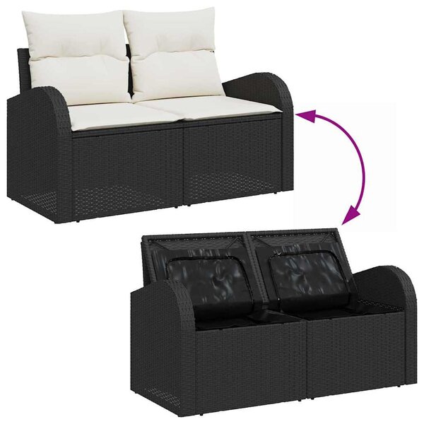 Kerti Kanapé Szett párnával 8 pcs Fekete, Krém 80 x 80 x 71 cm