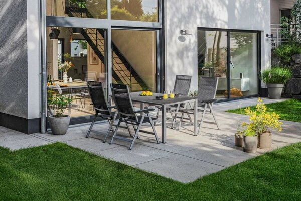 KETTLER CUBIC / KETTALUX alumínium étkezőasztal 160×90 cm – ezüst váz / antracit lap