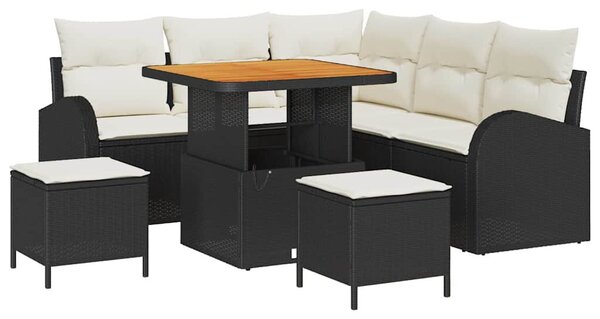 Kerti Kanapé Szett párnával 8 pcs Fekete, Krém 80 x 80 x 71 cm