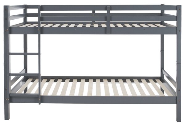 Emeletes ágy, 90x200, tömör fa, szürke, INEZA