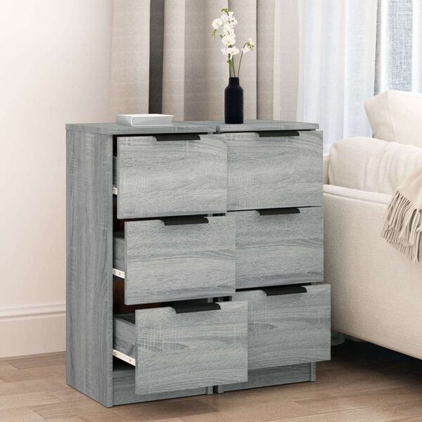 VidaXL 2 db szürke sonoma színű szerelt fa tálalószekrény 30x30x70 cm