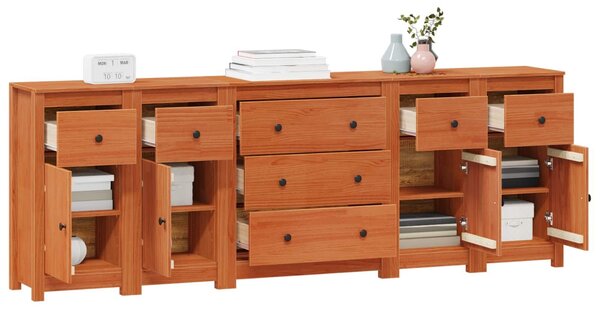 VidaXL Széf 5 db Viaszbarna 226 x 35 x 80 cm Tömör fenyő