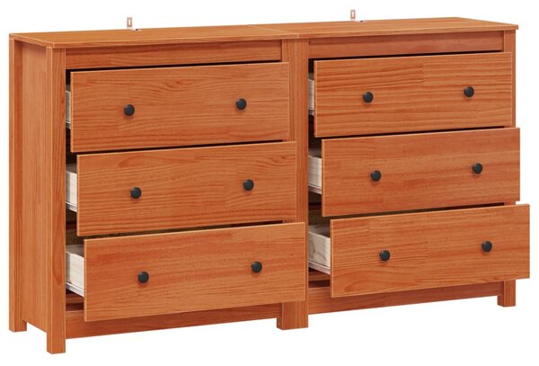 VidaXL Széf 2 db Viaszbarna 140 x 35 x 80 cm Tömör fenyő
