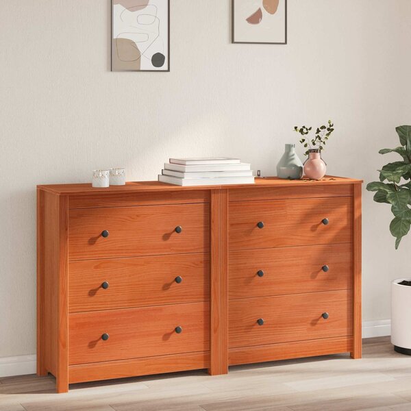 VidaXL Széf 2 db Viaszbarna 140 x 35 x 80 cm Tömör fenyő