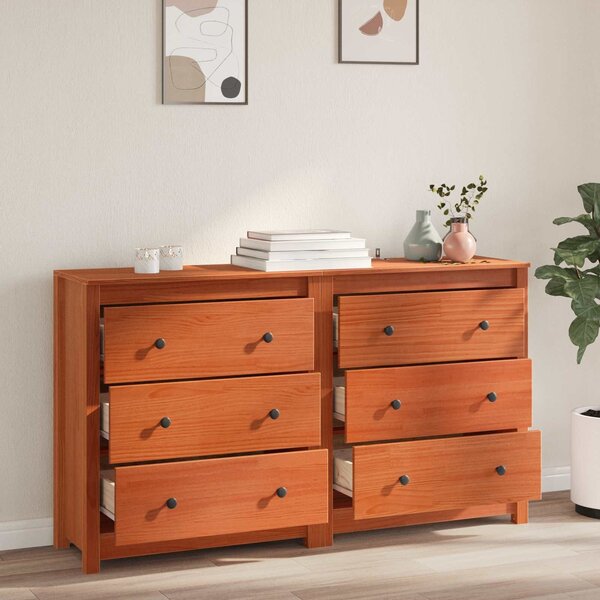 VidaXL Széf 2 db Viaszbarna 140 x 35 x 80 cm Tömör fenyő