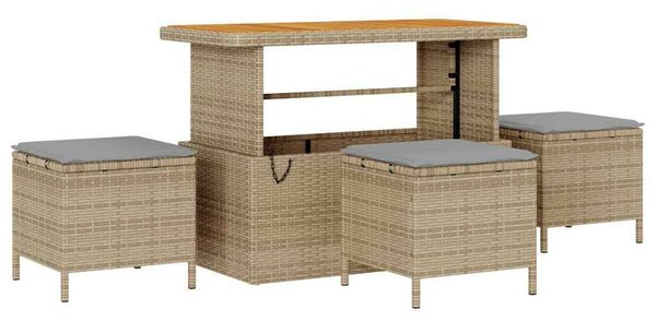 Kerti Kanapé Szett párnával tárolóval 9 pcs Bézs Poli rattan