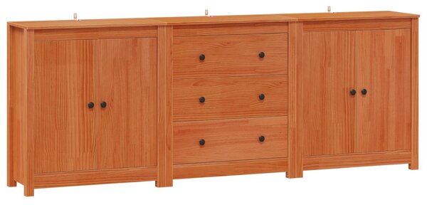 VidaXL Széf 3 db Viaszbarna 210 x 35 x 80 cm Tömör fenyő