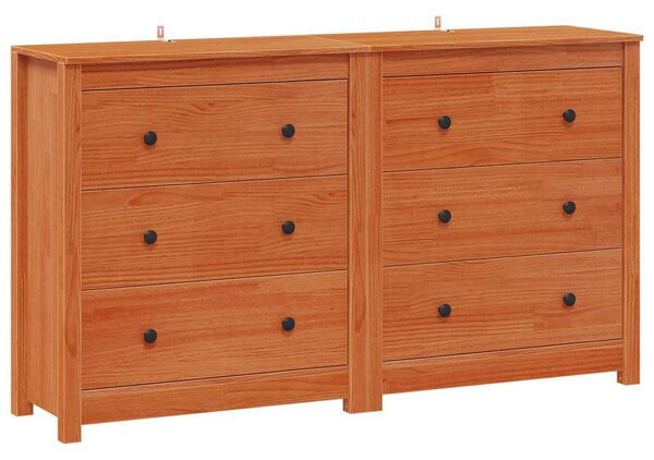 VidaXL Széf 2 db Viaszbarna 140 x 35 x 80 cm Tömör fenyő