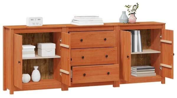 VidaXL Széf 3 db Viaszbarna 210 x 35 x 80 cm Tömör fenyő