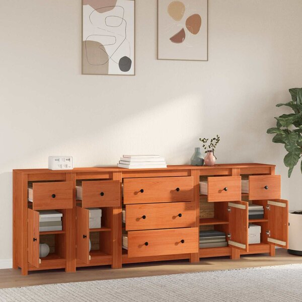VidaXL Széf 5 db Viaszbarna 226 x 35 x 80 cm Tömör fenyő