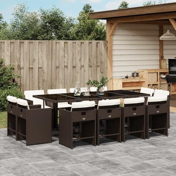 VidaXL 13 részes barna polyrattan kerti ülőgarnitúra párnákkal