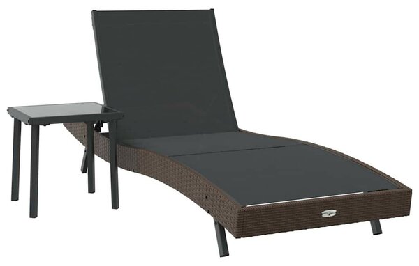 VidaXL Napozóágy asztallal 2 pcs, 40 x 40 x 40.5 cm, Barna, fekete