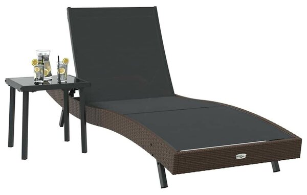 VidaXL Napozóágy asztallal 2 pcs, 40 x 40 x 40.5 cm, Barna, fekete