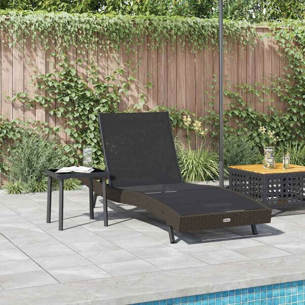 VidaXL Napozóágy asztallal 2 pcs, 40 x 40 x 40.5 cm, Barna, fekete