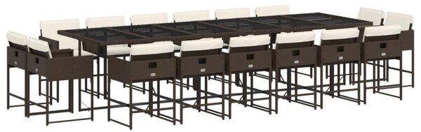 VidaXL 17 részes barna polyrattan kerti étkezőgarnitúra párnákkal