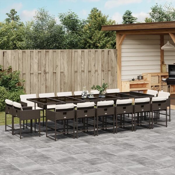 VidaXL 17 részes barna polyrattan kerti étkezőgarnitúra párnákkal