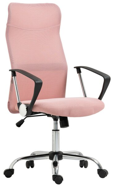 HOMCOM ergonomikus irodai szék, magasságban állítható forgószék hintafunkcióval, hálós kárpitozás, rózsaszín