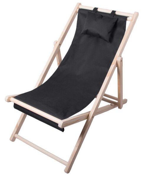 Fából készült napozóágy strandszékek összecsukható kerti párna strandszék, fekete