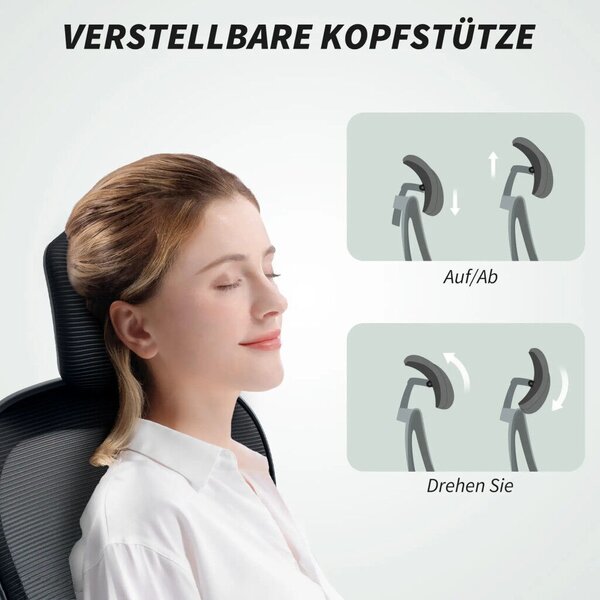 HOMCOM Ergonomikus irodai szék, felhajtható karfákkal, állítható deréktámasszal, fekete