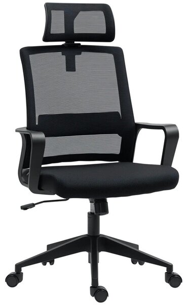 HOMCOM Ergonomikus irodai szék, forgószék, hálószövet fekete