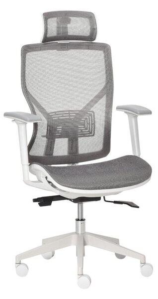 Vinsetto Ergonomikus irodai szék, derékpárna, 3D kartámaszok, ergonomikus, hálós szövet, szürke