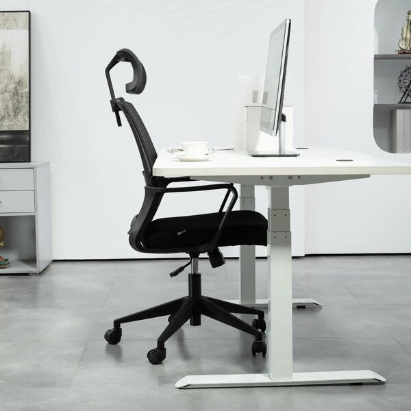 HOMCOM Ergonomikus irodai szék, forgószék, hálószövet fekete