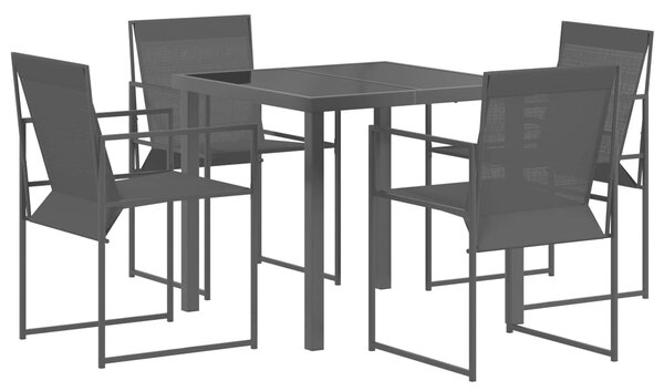 VidaXL Kert étkező szett 5 pcs Fekete Textilén és acél