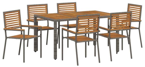 Kert étkező szett 7 pcs Szürke és Barna polirattan