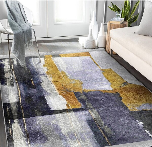 Sárga-sötétkék mosható szőnyeg 80x150 cm Unique – Mila Home